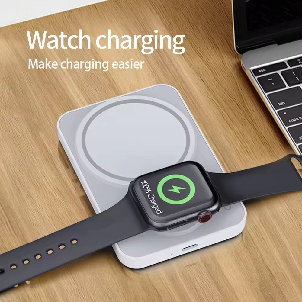 3 in 1 Magnetic Powerbank Wireless Fast Charger for Iphone Airpods Apple Watch Portable Power Bank External Auxiliary Battery