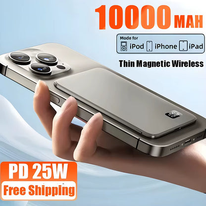 10000Mah Thin Magnetic Wireless Power Bank PD25W Fast Charging Portable External Battery 5000Mah Magnetic for Iphone Samsung