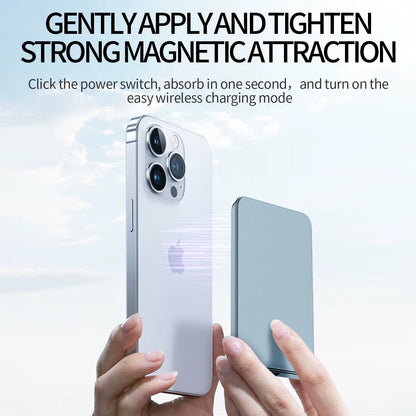 2024 New Ultra Thin Alloy Powerbank Magnetic Power Bank Wireless Fast Charger for Iphone 15 14 13 12 Backup Battery for Magsafe