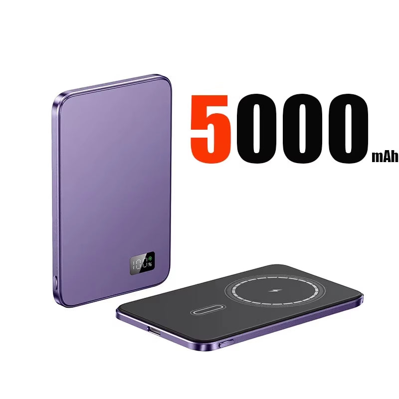 10000Mah Thin Magnetic Wireless Power Bank PD25W Fast Charging Portable External Battery 5000Mah Magnetic for Iphone Samsung