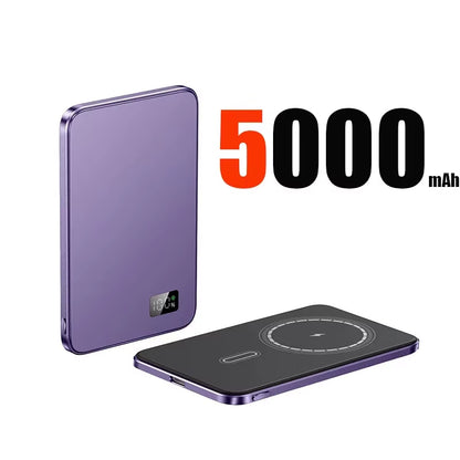 10000Mah Thin Magnetic Wireless Power Bank PD25W Fast Charging Portable External Battery 5000Mah Magnetic for Iphone Samsung