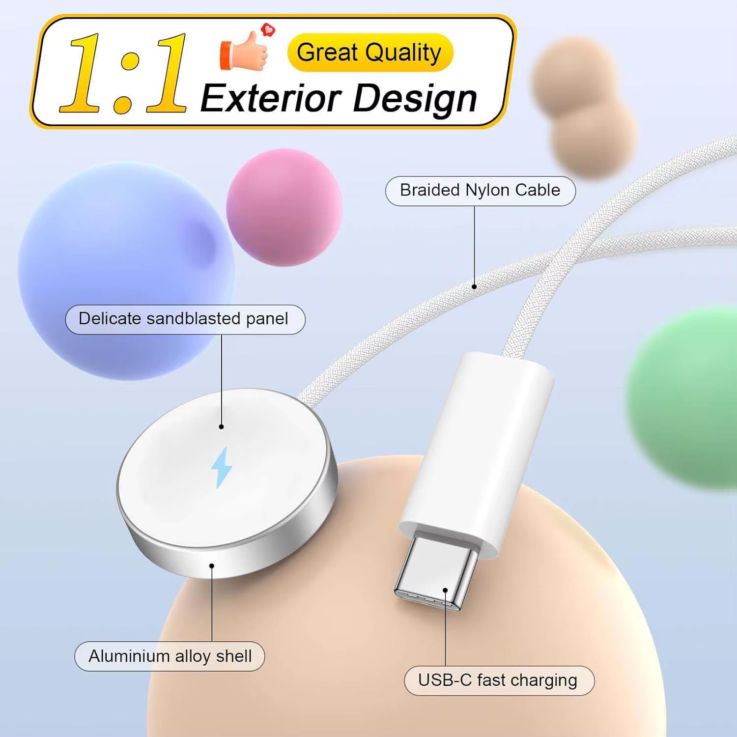 5W Fast Charging USB C Charger Cord Compatible for Apple Watch Magnetic Watch Charging Cable Compatible for Watch Series 10 9 8