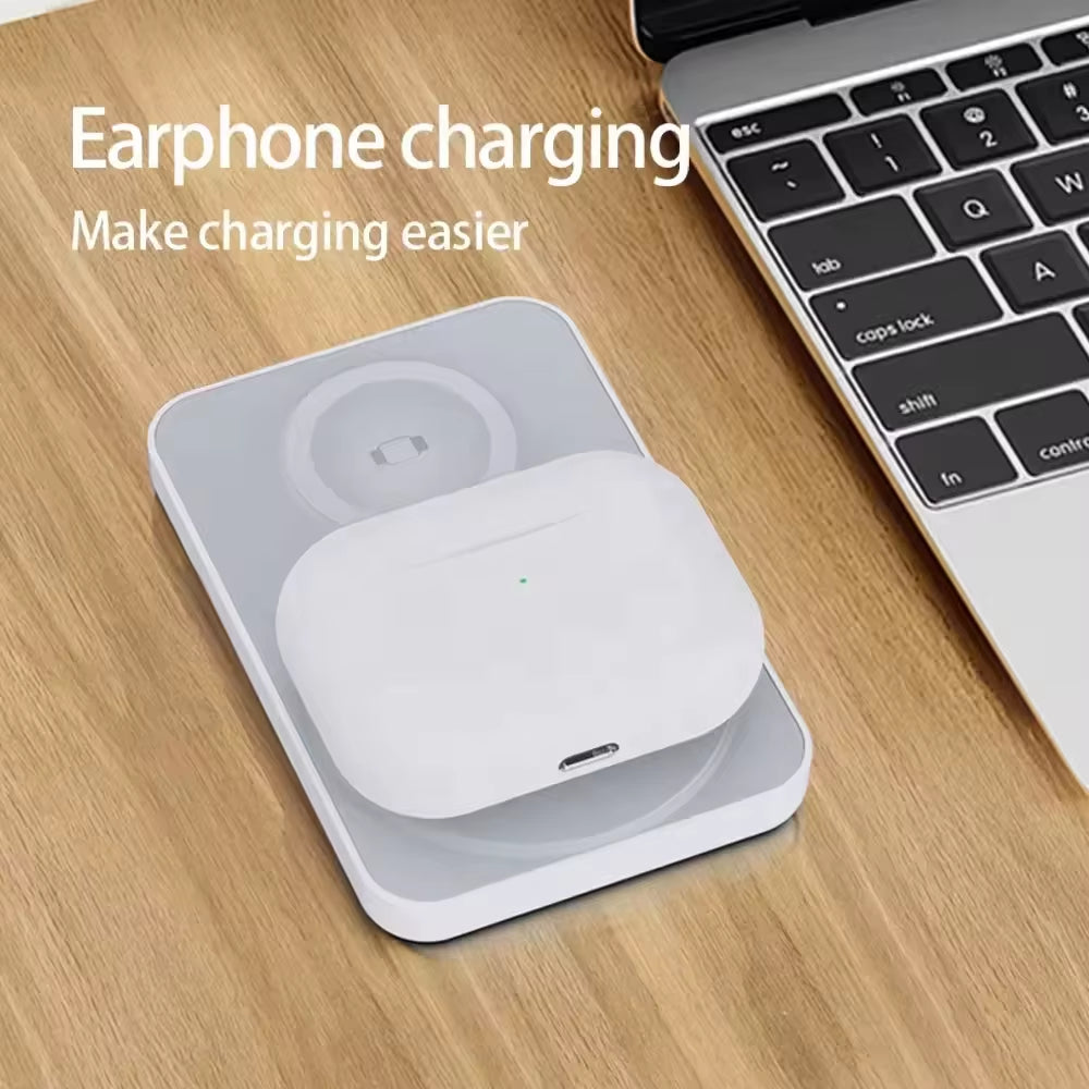 3 in 1 Magnetic Powerbank Wireless Fast Charger for Iphone Airpods Apple Watch Portable Power Bank External Auxiliary Battery
