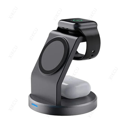 3 in 1 Magnetic Fast Wireless Charger Desktop Charging Station for Magsafe Iphone 16 15 14 13 12 Pro Max Apple Watch Airpods Pro