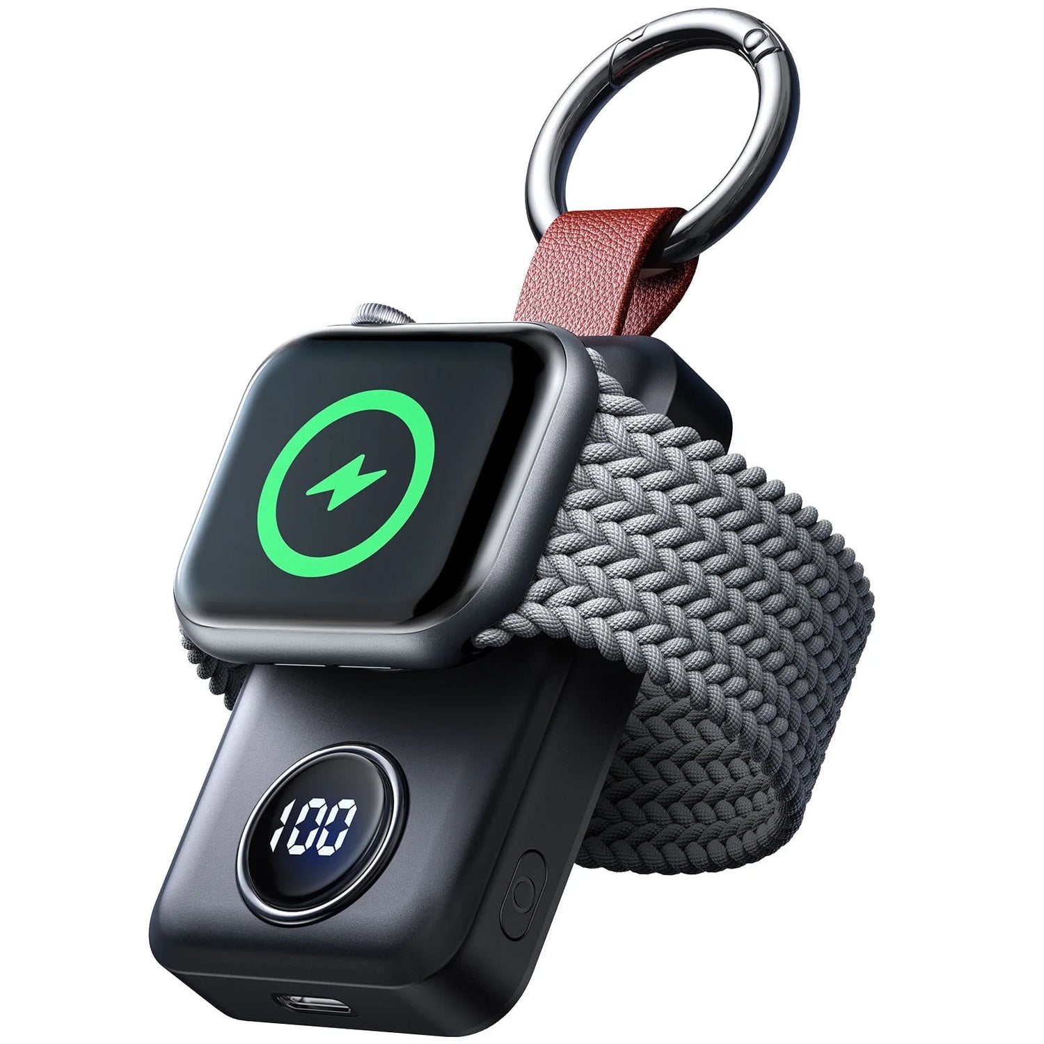 Portable Charger for Apple Watch, 2000Mah Magnetic Wireless Fast Charger Power Bank Keychain, Compatible for Iwatch Series 11/10/9/8/7/6/5/Se/4/3/2/Ultra, Black