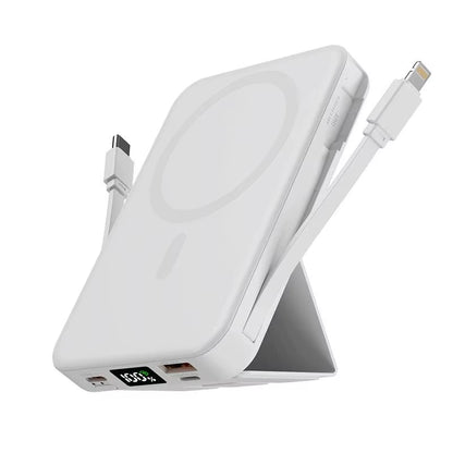 Magnetic 10000Mah Power Bank with Dual Built - in Fast Charging Cables, Compatible with Apple & Android, 5 - Device Simultaneous