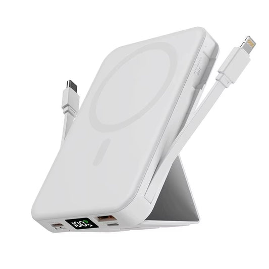 Magnetic 10000Mah Power Bank with Dual Built - in Fast Charging Cables, Compatible with Apple & Android, 5 - Device Simultaneous